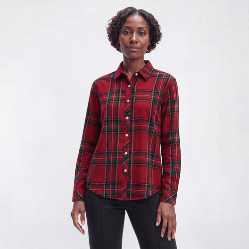 Plus Size Hasting & Smith Long Sleeve Plaid Flannel - Tibetan Red